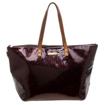 Pre Owned Louis Vuitton Amarante Monogram Vernis Bellevue GM Bag