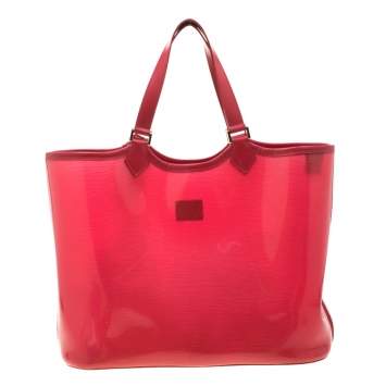 Pre Owned Louis Vuitton Red Vinyl Plage Lagoon Bay Tote