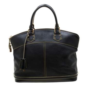 Pre Owned Louis Vuitton Black Suhali Leather Lockit MM Bag