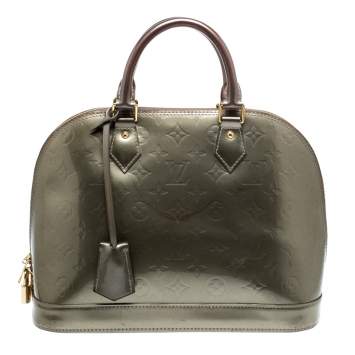 Pre Owned Louis Vuitton Vert Bronze Monogram Vernis Alma PM Bag