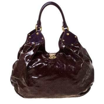 Pre Owned Louis Vuitton Metallic Mordore Monogram Mahina Patent Leather L Bag