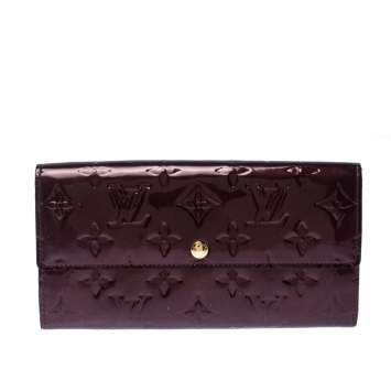 Pre Owned Louis Vuitton Rouge Fauviste Monogram Vernis Sarah Continental Wallet