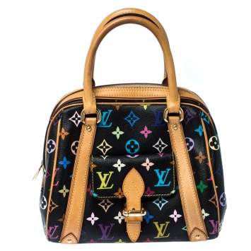 Pre Owned Louis Vuitton Black Multicolore Monogram Canvas Priscilla Bag