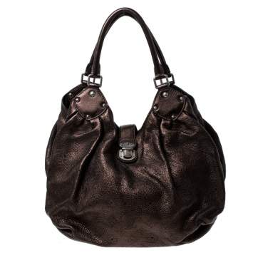 Pre Owned Louis Vuitton Metallic Mordore Monogram Mahina Leather Large Hobo