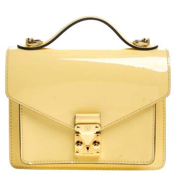 Pre Owned Louis Vuitton Yellow Vernis Leather Monceau BB Bag