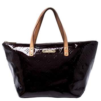 Pre Owned Louis Vuitton Amarante Monogram Vernis Bellevue PM Bag