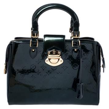 Pre Owned Louis Vuitton Blue Nuit Monogram Vernis Melrose Avenue Bag