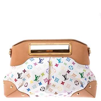 Pre Owned Louis Vuitton White Multicolore Monogram Canvas Judy GM Bag