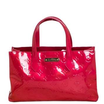 Pre Owned Louis Vuitton Rose Pop Vernis Wilshire PM Bag