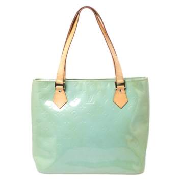 Pre Owned Louis Vuitton Mint Green Vernis Monogram Houston Bag