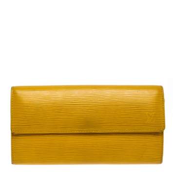 Pre Owned Louis Vuitton Yellow Epi Leather Sarah Wallet