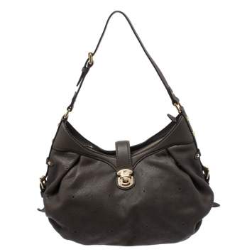 Pre Owned Louis Vuitton Gris Elephant Monogram Mahina Leather XS Bag