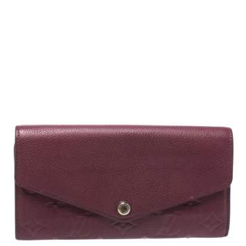 Pre Owned Louis Vuitton Maroon  Monogram Empreinte Leather Sarah Wallet 