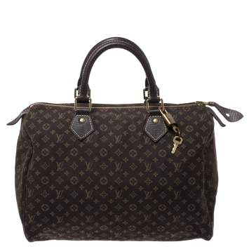 Pre Owned Louis Vuitton Fusain Monogram Canvas Mini Lin Speedy 30 Bag
