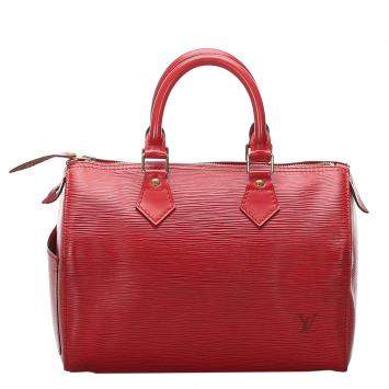 Pre Owned Louis Vuitton Red Epi Leather Speedy 25 Bag