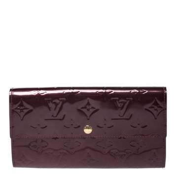 Pre Owned Louis Vuitton Rouge Fauviste Monogram Vernis Sarah Continental Wallet