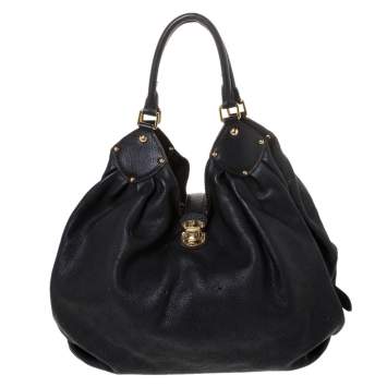 Pre Owned Louis Vuitton Black Monogram Mahina Leather XL Bag