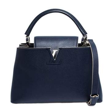 Pre Owned Louis Vuitton Blue Taurillon Leather Capucines PM Bag