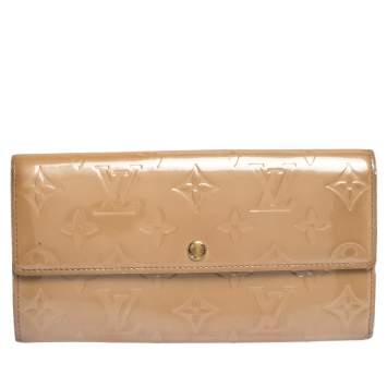 Pre Owned Louis Vuitton Noisette Monogram Vernis Sarah Wallet 