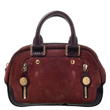 Pre Owned Louis Vuitton Havane Suede Stamped Trunk Bowler PM Bag