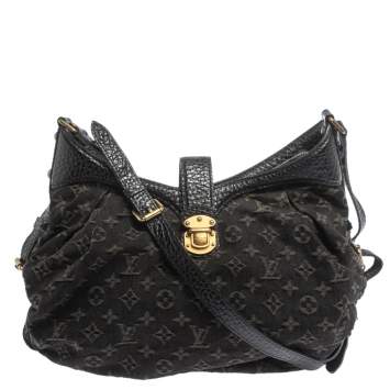 Pre Owned Louis Vuitton Black Denim Mahina XS Bag
