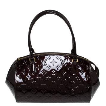 Pre Owned Louis Vuitton Amarante Monogram Vernis Sherwood GM Bag