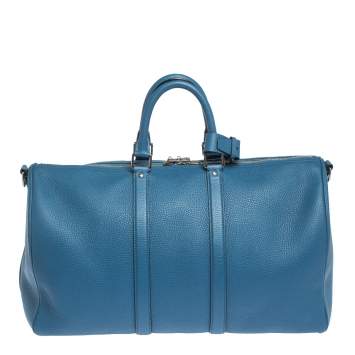 Pre Owned Louis Vuitton Blue Taurillon Leather Keepall Bandouliere 45 
