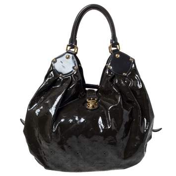 Pre Owned Louis Vuitton Emeraude Monogram Mahina Patent Leather L Bag