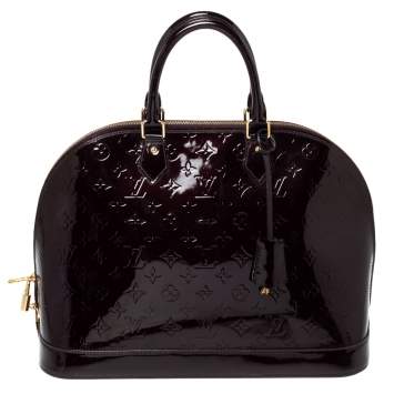 Pre Owned Louis Vuitton Amarante Monogram Vernis Alma GM Bag