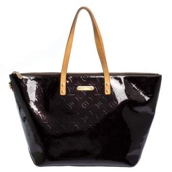 Pre Owned Louis Vuitton Amarante Monogram Vernis Bellevue GM Bag