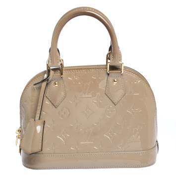 Pre Owned Louis Vuitton Beige Poudre Monogram Vernis Alma BB Bag