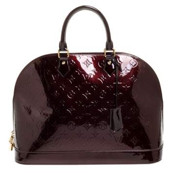 Pre Owned Louis Vuitton Amarante Monogram Vernis Alma GM Bag
