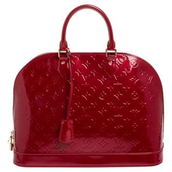 Pre Owned Louis Vuitton Pomme D’amour Monogram Vernis Alma GM Bag