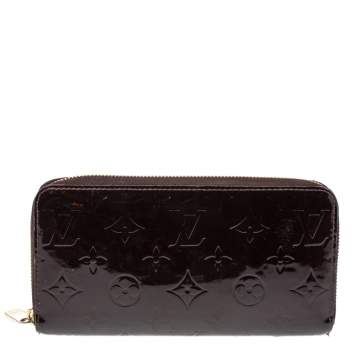 Pre Owned Louis Vuitton Amarante Monogram Vernis Leather Zippy Wallet