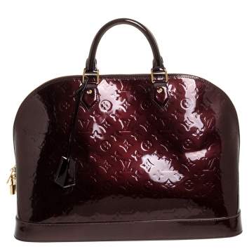 Pre Owned Louis Vuitton Amarante Monogram Vernis Alma Voyager Bag