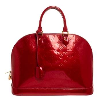 Pre Owned Louis Vuitton Pomme D’amour Monogram Vernis Alma GM Bag