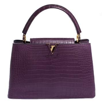 مملوكة مسبقًا Louis Vuitton Purple Crocodile Capucines MM Bag