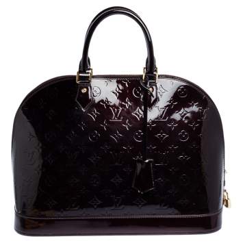 Pre Owned Louis Vuitton Amarante Monogram Vernis Alma GM Bag