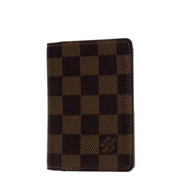 Pre Owned Louis Vuitton Damier Ebene Canvas Card Holder