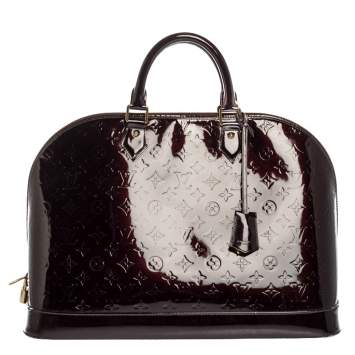 Pre Owned Louis Vuitton Amarante Monogram Vernis Alma Voyager Bag