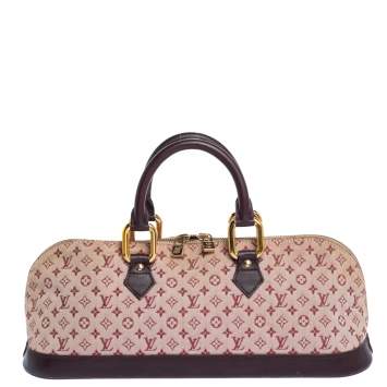 Pre Owned Louis Vuitton Red Monogram Mini Lin Alma Long Satchel
