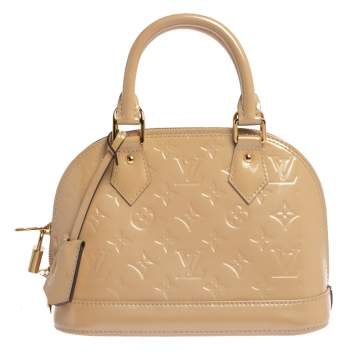 Pre Owned Louis Vuitton Beige Poudre Monogram Vernis Alma BB Bag