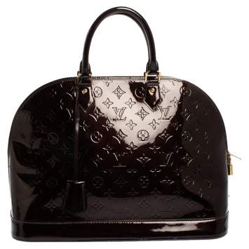 Pre Owned Louis Vuitton Amarante Monogram Vernis Alma GM Bag