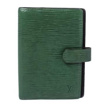 Pre Owned Louis Vuitton Borneo Green Epi Leather Small Ring Agenda Cover