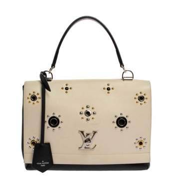 Pre Owned Louis Vuitton Black/White Leather Lockme II Mechanical Flower Bag
