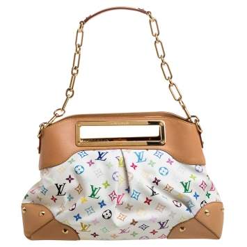 Pre Owned Louis Vuitton White Multicolore Monogram Canvas Judy GM Bag