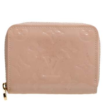 Pre Owned Louis Vuitton Rose Florentine Monogram Vernis Zippy Coin Purse