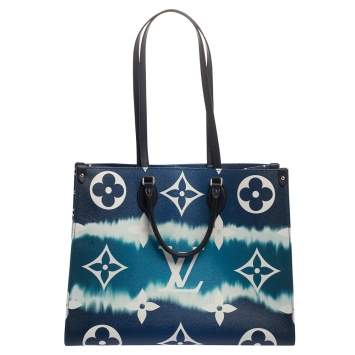 Pre Owned Louis Vuitton Bleu Monogram Coated Canvas Onthego GM Bag