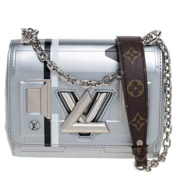 Pre Owned Louis Vuitton Grey Leather Space Argent Twist PM Bag