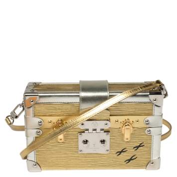 Pre Owned Louis Vuitton Metallic Gold/Silver Epi Leather Petite Malle Bag